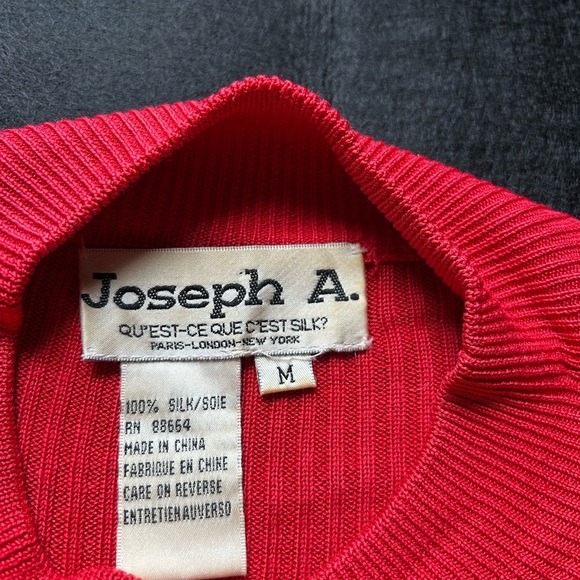 Vtg Y2K Joseph A Qu’est-Ce Que C’est All Silk Red Ribbed Long Sleeve Top Women M - Picture 5 of 7